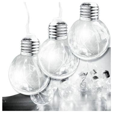 Imagem de Varal Cordão Fio De Luzes 10 Lâmpadas 220v Led 4,6m Foco Incandescente Luz Branca Natal Enfeite