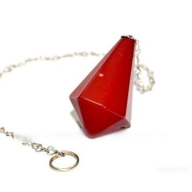 Imagem de Pendulo Piramidal Pedra Jaspe Vermelho Radiestesia - CristaisdeCurvelo