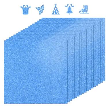 Imagem de BEISHIDA Cartolina com glitter de 30,5 x 30,5 cm, papel com glitter azul royal para artesanato, decoração de boné de graduação, papel de scrapbook brilhante premium 250GSM para Cricut, confecção de