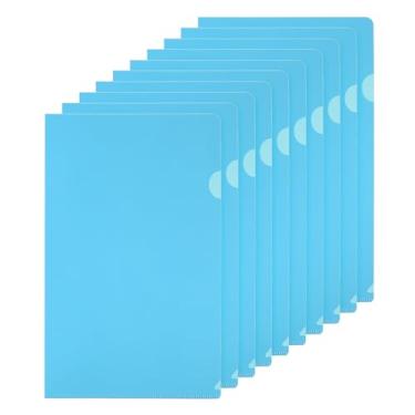 Imagem de PATIKIL Pastas tipo L Pacote com 50 bolsos de plástico A4 para projetos de arquivos de papel transparente para escritório, azul celeste