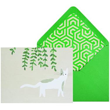 Imagem de NIQUEA.D Cartões de nota em branco, gatinha com videira, inclui um interior personalizado em branco e envelope coordenado, conjunto de 10 (NBB-0009)