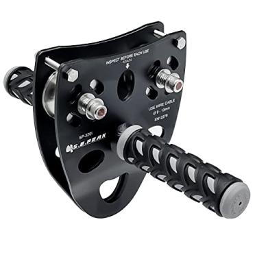 Imagem de S.E.PEAK Polia Dupla De Velocidade Em Tandem 45Kn, Carrinho De Tirolesa De Liga De Aço De Alta Resistência Com Alça Para Tirolesa De Quintal, Cabe Em Cabo Φ9~13 Mm/Comporta Até 10.000 Libras, Equipa