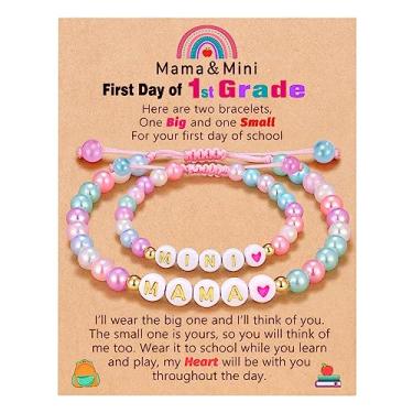Imagem de UNGENT THEM Pulseira First Day of School Mom and Daughter Back to School Bracelet Mommy and Me, Mother Daughter Pulseiras de volta às aulas Presentes para filha e meninas, Nylon, Sem pedras preciosas