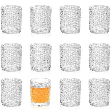 Imagem de Icesip Copo de shot, conjunto de 12 mini copos de shot de 85 g, conjunto de copos vintage chiques, copos de shot fofos, pequenos para vodca, uísque, tequila, expresso, bebidas espirituosas e licores