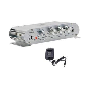 Imagem de Colaxi Amplificador estéreo Amplificador de potência de áudio Universal Multiuso Digital Audio Effector Hi fi Amplificador de potência para barcos TVs MP4, Prata