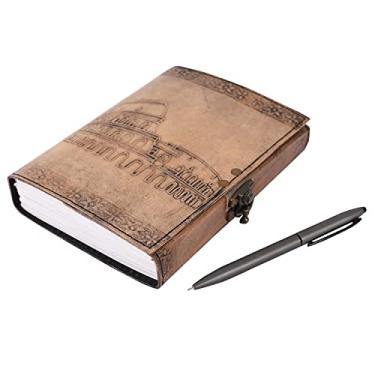 Imagem de OVERDOSE Diário de couro vintage Coliseu – Diário feito à mão | Caderno de esboços | Diário de caderno - 12,7 x 17,8 cm | 12 x 17 cm | A6