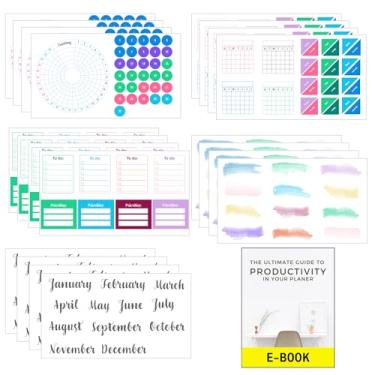 Imagem de Conjunto de adesivos para planejador – Pacote grande de materiais personalizados para caderno de notas de balas para criar layouts "Faça você mesmo" da Sunny Streak, Ultimate Productivity