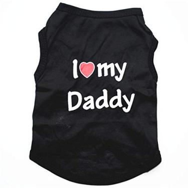 Imagem de Camiseta para cachorro de estimação I Love My Daddy Mommy colete presente fantasia roupas para filhote pequeno gato gatinho yorkshire chihuahua poodle xícara de chá terrier coelho filhotes cachorros
