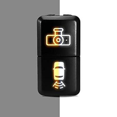 Imagem de [DASHCAM/Câmera reversa] Botão de substituição de função dupla/duas cores para Toyota Tundra Tacoma 4Runner FJ Cruiser etc - Tamanho 2,1 x 3,9 cm - Laranja-Branco/Laranja-Branco
