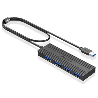 Imagem de Hub de dados ultrafino USB 3.0 de 4 portas, expansor de porta USB de alta velocidade para laptop, MacBook, iMac, Surface Pro, XPS, pen drives, HDD móvel, impressoras e mais (hub USB fino - 1,2 m)