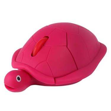 Imagem de Lindo mouse sem fio, desenho animado em forma de tartaruga 2,4 GHz, mouse silencioso sem fio com receptor USB, mouse infantil para jogos, notebook, PC, desktop, presente (rosa vermelha)