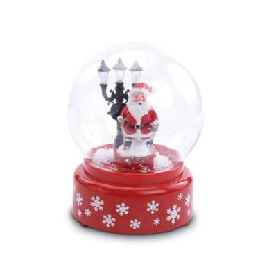Imagem de Globo Natal Musical Com Papai Noel Neve e Poste com Luz 18cm para Decoração Natalina de Luxo
