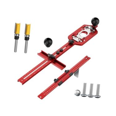 Imagem de Fenteer Suporte de ranhura de fresagem de roteador Gabinete de ferragens Gabarito de roteador Ferramenta de gabarito de roteador Círculo de corte Gabarito, Conjunto Completo de 3 Tipos