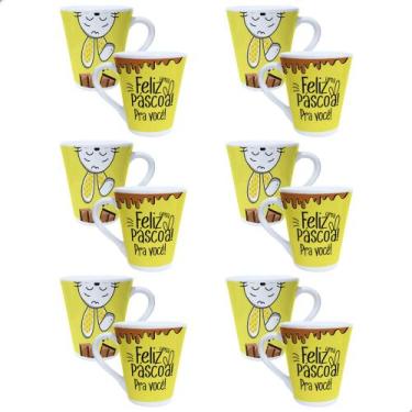 Imagem de Jogo Xícara café chá 6 uni - Decoração lembrancinha Pascoa Coelhinho C