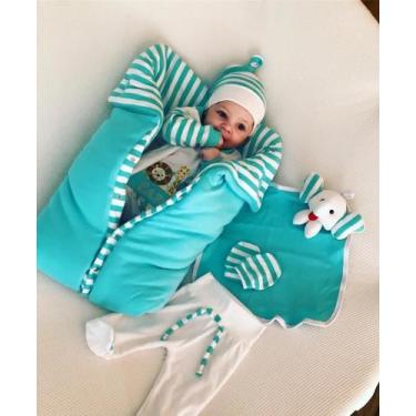 Imagem de Kit Saída Maternidade Bebe Menino Animais Elefante e Saco De Dormir e 