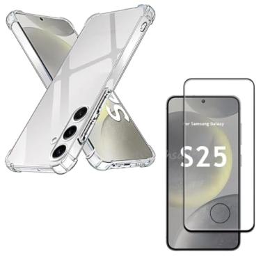 Imagem de Capa Capinha Anti Impacto + Película Premium 3D de Vidro C/Furo Compatível Com Samsung Galaxy S25 Plus 5G Tela de 6.7 Polegadas - (Hard Glass Store)