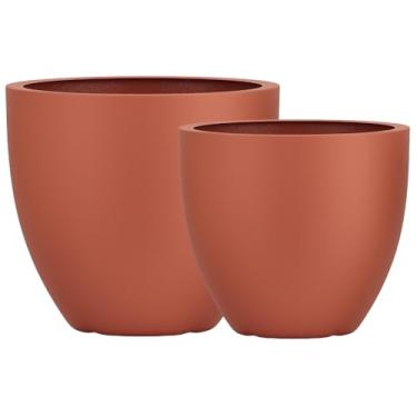 Imagem de Kit 2 Vasos Cachepot Fibra Vidro 57cm E 45cm Plantas Cores (Terracota Fosco)