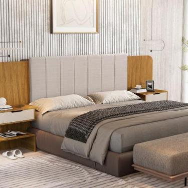 Imagem de Cabeceira Maisa Para Cama Casal Box e Queen Fixada com 2 Gavetas - Cas