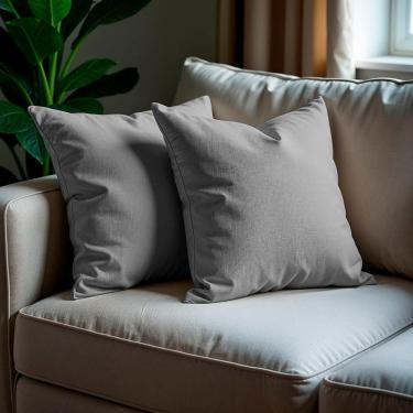 Imagem de Kit 2 Capas de Almofadas Boucle Cinza Claro 45x45cm Cama inBox