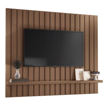 Imagem de Painel TV 60 Pol 160cm Suspenso Ripado Like H01 Castanho - Mpozenato
