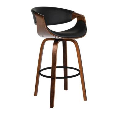 Imagem de Banqueta Nicole Base Madeira - Pu Preto