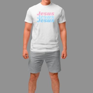 Imagem de Camisetas Religiosa Moda Cristã Gola Redonda - Rodliwes, Branco, M