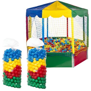 Imagem de Kit Playground Piscina de Bolinhas Oitavada Picadeiro 2,00m Premium com 1000 Bolinhas Coloridas