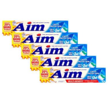 Imagem de Pasta de Dentes AIM Multi-Benefit Ultra Mint - 163ml (Pacote com 5)