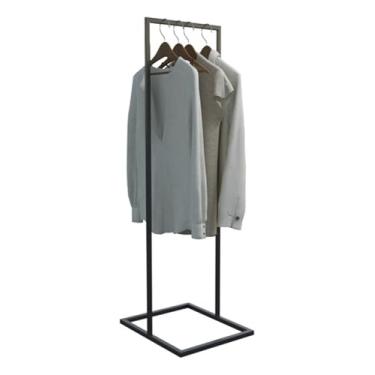 Imagem de Arara de Roupas Industrial Cabideiro de Chão com Base Quadrada Estrutura em Metal Preto