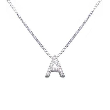 Imagem de Colar inicial cravejada Banhado Prata 925 - Papillon Semi Jóias