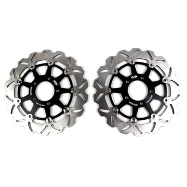 Imagem de Kit de discos e pastilhas de freio dianteiro flutuante compatível com Suzuki GSXR 1000 2003, acessórios de substituição de motocicleta preto