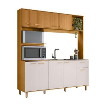 Imagem de Kit Cozinha Liz 9 Portas 1 Gaveta para Pia Poliman, freijó ripado com 