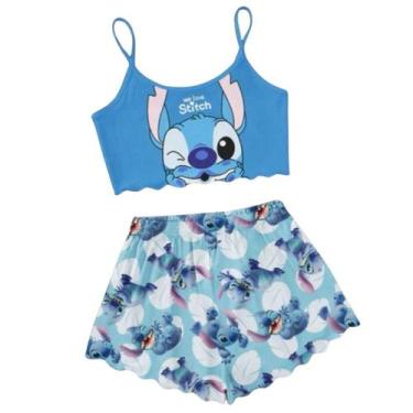Imagem de  Pijama Feminino Curto Stitch Baby Doll Virginia Short Doll - Isysser 