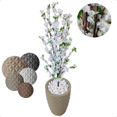 Imagem de Cerejeira Branca Planta Artificial com Vaso Decoração - Flor de Mentir