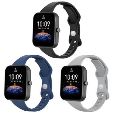 Imagem de Lzwldan Pacote com 3 pulseiras de relógio finas compatíveis com Amazfit GTS/GTS 2/GTS 2e/GTS 2 mini/GTS 3/GTS 4/GTS 4 mini, pulseira de silicone macio de 20 mm para Amazfit Bip/Bip U Pro/Bip 3/Bip 3