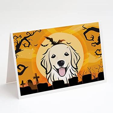 Imagem de Caroline's Treasures BB1763GCA7P Cartões de felicitações e envelopes de Halloween Golden Retriever, pacote com 8, 7 x 5, multicolorido