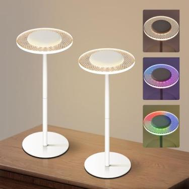 Imagem de LOFTEK Abajur De Mesa Sem Fio Recarregável, [Pacote Com 2] Abajur De Cabeceira Regulável Com Mudança De Cor Rgb, Abajur Portátil Alimentado Por Bateria Para Quarto, Sala De Estar, Restaurante, Sala