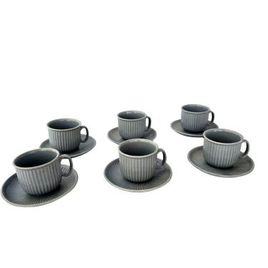 Imagem de Conjunto Xícaras Canelada Com Pires Chá 200ml 12 Peças