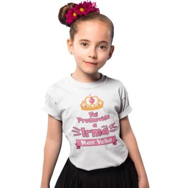 Imagem de Camiseta Fui Promovida a Irmã Mais Velha infantil Branca - Del France,