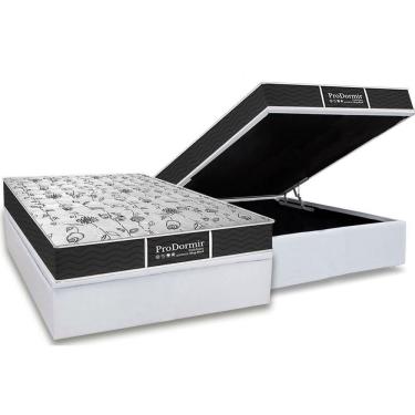 Imagem de Cama Box Baú Casal: Colchão Molas MasterPocket Ensacadas Probel Prolastic ProDormir Sleep + Base crc Courano White (138x188)