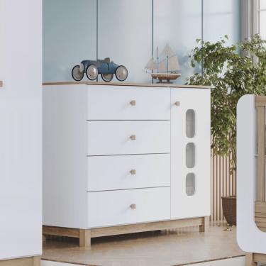 Imagem de Cômoda Infatil Aconchego 1 Porta 4 Gavetas