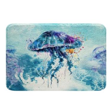 Imagem de Feelyou Tapetes de banheiro de água-viva 40,6 cm x 61 cm tapetes de banho para banheiro antiderrapante vida marinha vida marinha acessórios de banheiro animais aquáticos tapetes de banho