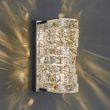 Imagem de Crystal Wall Scoe Modern Geometric Led Scoes Luminárias De Parede 10w Warm Lihgt Lâmpada Montada Na Parede Interna Para Quarto Sala De Estar Corredor Banheiro Banheiro Luz De Vaidade, Chrome, S