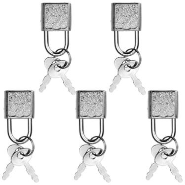 Imagem de Pacote com 5 mini cadeados, pequenos fechamentos com chaves, pequenos fechamentos de bagagem para viagem, diário, joias, mochila, caixas (quadrado, 5)
