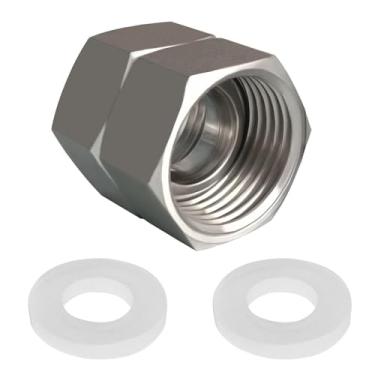 Imagem de Fitvell Encaixe de mangueira de jardim de aço inoxidável 304 3/10.2 cm GHT fêmea x adaptador de tubo de água fêmea com arruelas de borracha