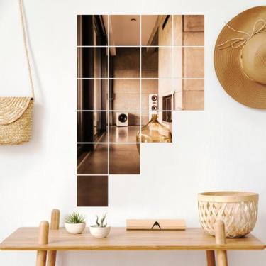 Imagem de Espelho Decorativo Mosaico Quadrado Bronze - Inove Papéis de Parede