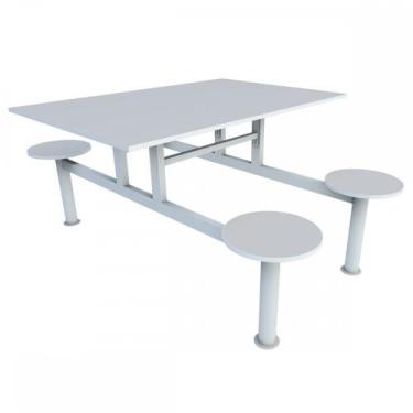 Imagem de Mesa refeitório c/ banco acoplado- banco redondo 4 lugares cristal - M