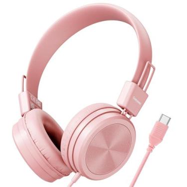 Imagem de Fones de ouvido Cowyawn USB Type C Kids 94dB Volume Limited Rosa