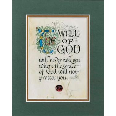 Imagem de Celtic Card Company Impressão Irish Will of God Blessing Green Medieval Manuscripts Seal in Wax Double Matted Irish Gift Home Decor (20 x 25 cm)