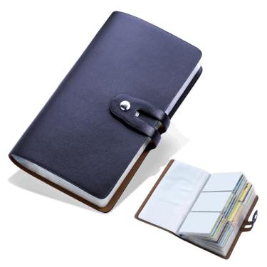 Imagem de Organizador de cartões de visita de couro, suporte de cartão de crédito com bloqueio de RFID, porta-cartão de visita profissional e livro de cartão de visita, protetor de cartão de crédito – Comporta